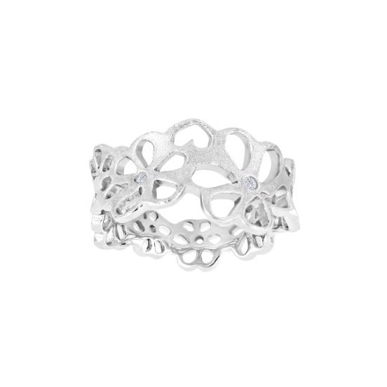 Siersbøl\'s Smuk blomster filigran ring i sterling sølv med 4 hvide zirkonia. (10060060950)