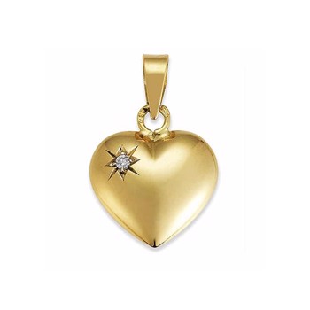 14 karat guld hjerte vedhæng med 0,01 kt diamant fra Aagaard