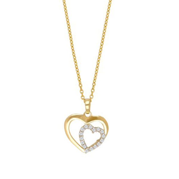 Siersbøl\'s smukt og betydningsfuldt vedhæng af to hjerter i 8 karat guld og med glitrende zirkonia