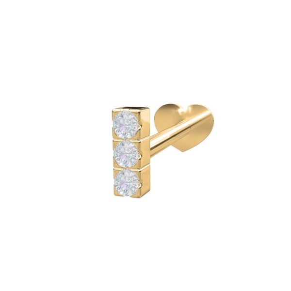 Nordahl\'s PIERCE52 labret-piercing i 14 kt. guld med tre glimtrende diamanter