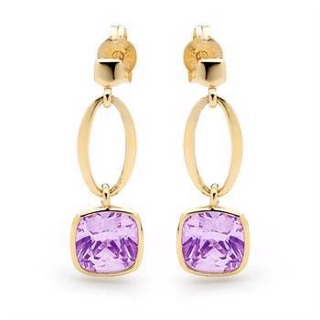Gold Earrings with Amethyst