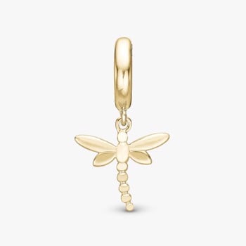 Christina Jewelry, forgyldt charm til sølvarmbånd eller 4 mm slim læderarmbånd - Dragonfly