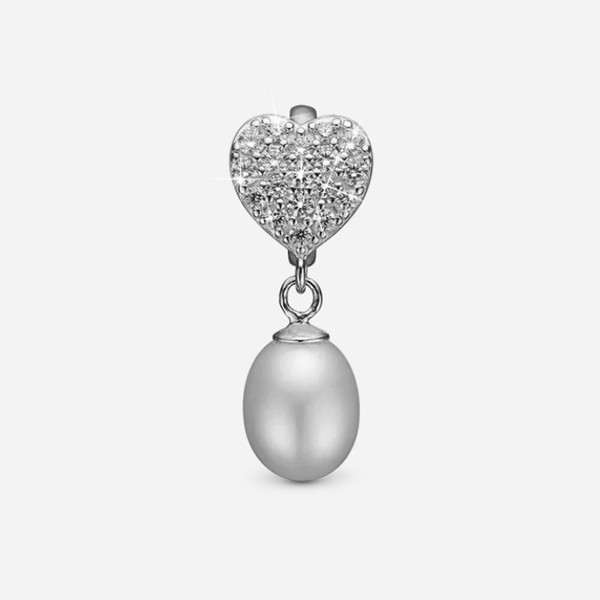 Christina Jewelry, sølv charmm til sølvarmbånd eller 4 mm slim læderarmbånd - Sparkling Heart