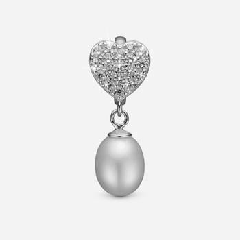 Sparkling Heart, sølv charm til 6 mm læderarmbånd fra Christina Collect