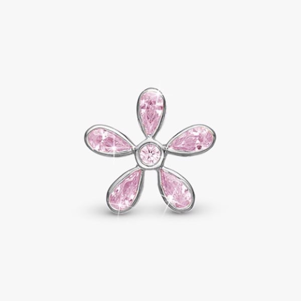 Magic Flower Pink, sølv charm til 6 mm læderarmbånd fra Christina Collect