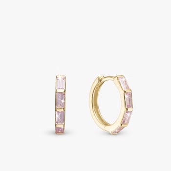 Pink Baguette, forgyldt sølv Creol øreringe fra Christina Jewelry