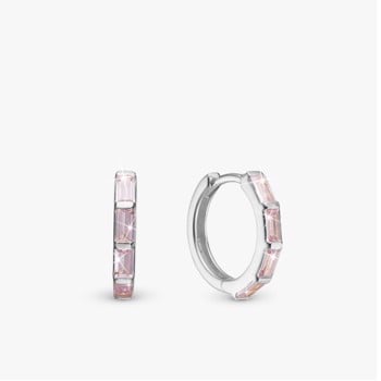 Pink Baguette sølv Creol øreringe, fra Christina Jewelry