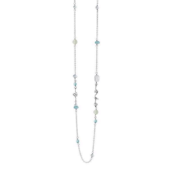 Rabinovich Sterling sølv halskæde, Colorful Twist med aquamarin, Apetit og zirkonia