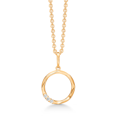 Lækker 14 kt. guld vedhæng med en cirkel med zirconia og mønster. fra Støvring Design