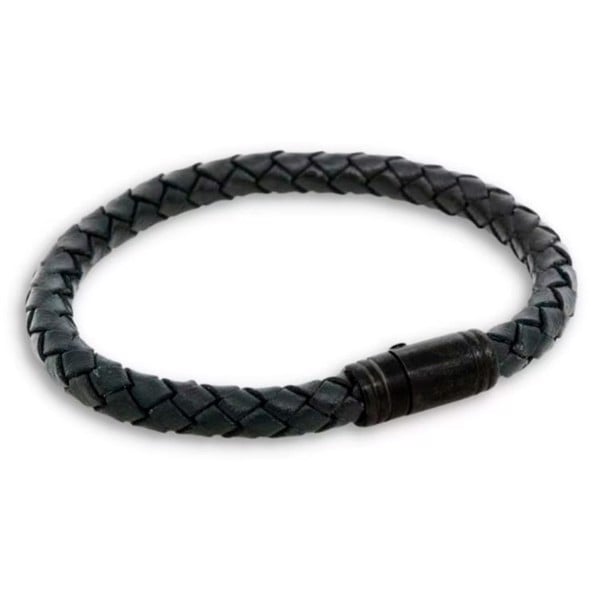 LIAM - Klassisk læder armbånd i sort/sort, med magnetisk lås, by Billgren