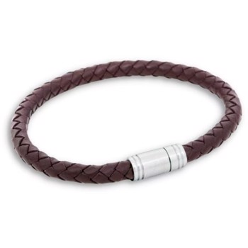 LIAM - Klassisk læder armbånd i brun/stål, med magnetisk lås, by Billgren
