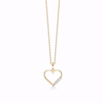 Smukt hjerte vedhæng i 8 karat guld med glitrende zirkonia fra Guld & Sølv Design
