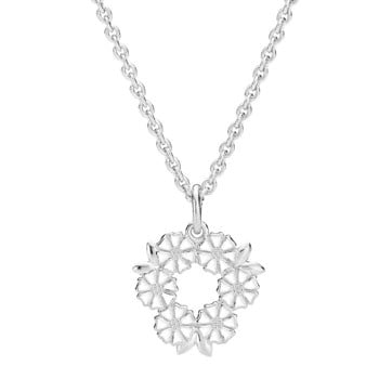 Lund Copenhagen, Marguerit halskæde med blade i cirkel i sterling sølv