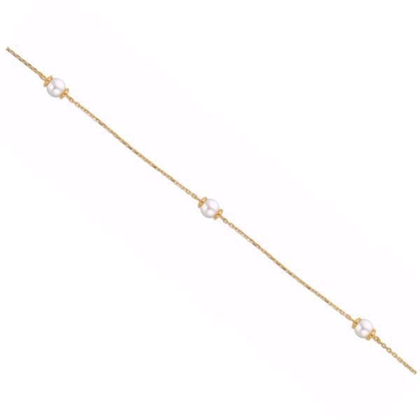 Guld & Sølv design 8 karat guld  Armbånd, Perle med blank overflade, længde 19 cm
