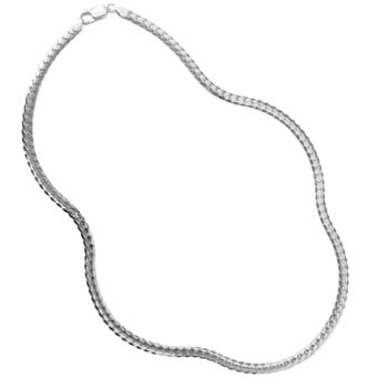 Slange halskæde i sterling sølv, halvrund 4 mm bred og 1,2 mm tyk, 45 cm lang
