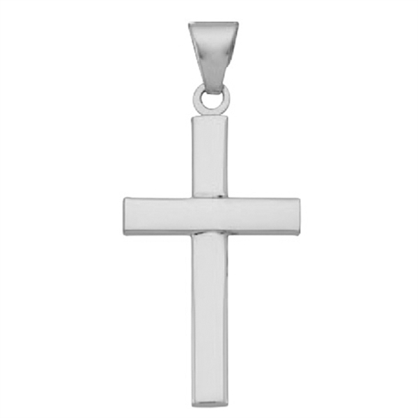 Bredt stolpe kors fra BNH i blank sterling sølv, Mellem - 17 x 27 mm