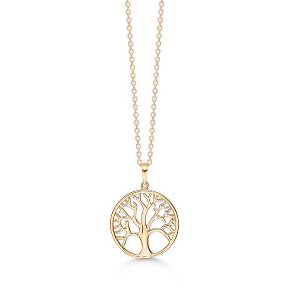 Guld & Sølv design 8 karat guld vedhæng med kæde, Livets Træ med 45 cm kæde