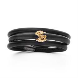 Forgyldt s�lv charm p� kraftigt l�der armb�nd fra K & Z Story serie