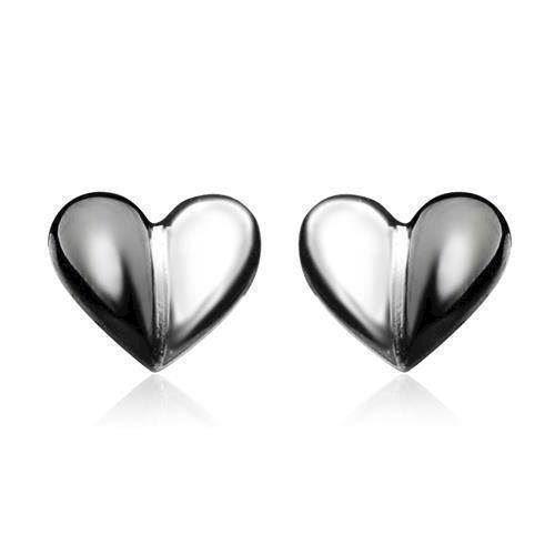 Mini hjerte ørestikker i rohdineret sølv
