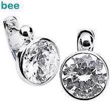 Store blinkende s�lv �reringe med 2 stk 10 mm zirkonia