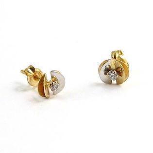 2 farvet 14 karat guld �restik med zirkonia