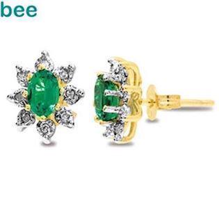 9 kt smaragd og diamant �restikker