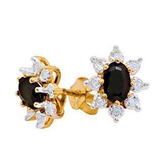 9 ct gold sapphire cluster earrings