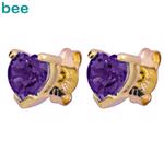 9 ct heart shaped Amethyst Stud Earrings