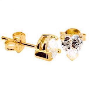 9 ct heart shaped cubic zirconias Stud Earrings