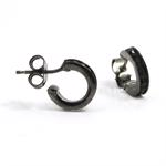 Sort oxideret 925 sterling s�lv �reringe, 11 mm m/ sorte zirkonia
