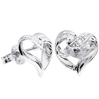 9 kt hvidgulds hjerte �restikker med diamanter