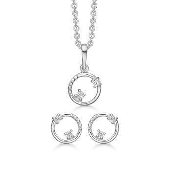 Støvring Design sterling sølv smykkesæt, Cirkel med blank overflade, model S148518