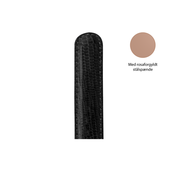 Christina Collect urrem, sort, XL - 16 mm med rosaforgyldt stålspænde