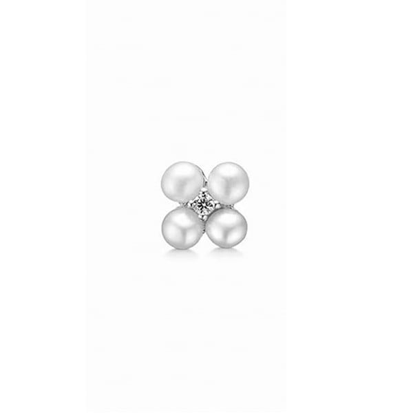 Seville blomster ørestik i sterling sølv med små hvide perler og glitrende zirkonia