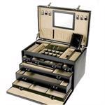 Luksus XL smykkeskrin med masser af plads i �gte l�der