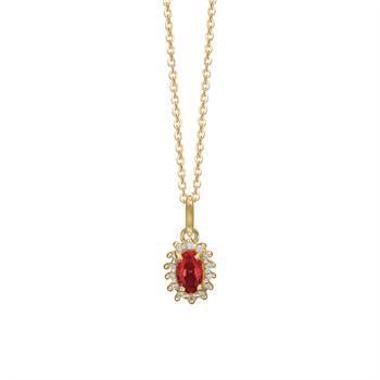 Aagaard 8 karat Rubin halskæde med 15 rubiner/diamanter