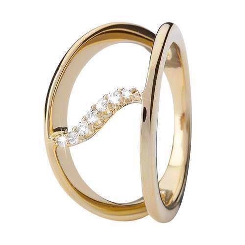 Christina forgyldt sølv Topaz Wave blank dobbelt ring, model 3.15.B-49 køb det billigst hos Guldsmykket.dk her