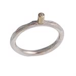 Sterling s�lv Blicherfuglsang fingerring m/ 0,03 ct brillant fattet i guld
