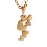14 kt guld dryppende hjerter vedh�ng fra Blicherfuglsang m/ 0,05 ct diamant