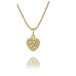 10 karat Carre hjertevedh�ng med diamanter