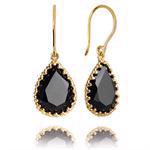 Forgyldte �reh�nger med sort agat fra Carr� Jewellery