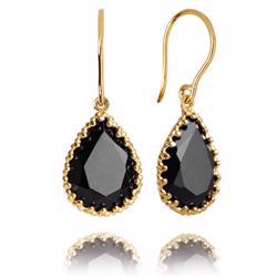 Forgyldte �reh�nger med sort agat fra Carr� Jewellery