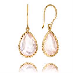 Forgyldte �reh�nger med rosa Kvarts fra Carr� Jewellery