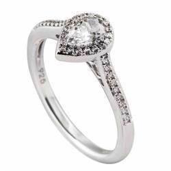 Diamonfire Fingerring i sterling s�lv med dr�beformet zirkonia