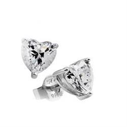 Diamonfire �reringe i sterling s�lv med hjerte zirkonia
