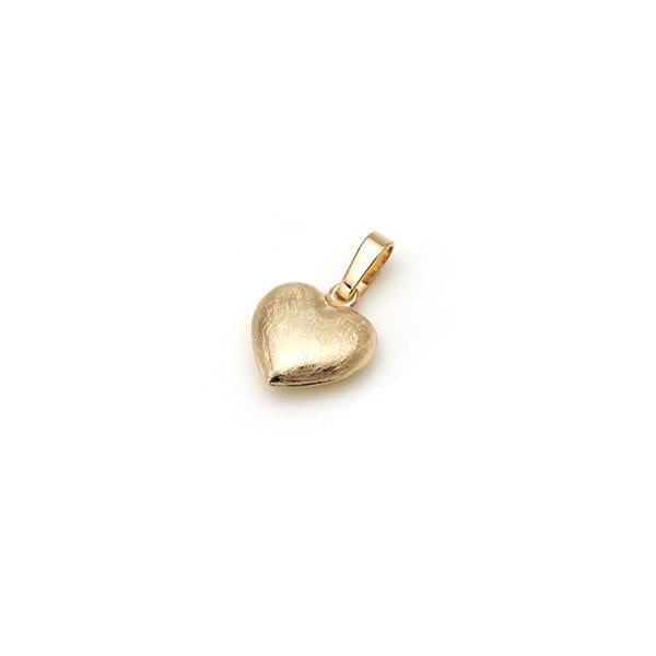 Guld & Sølv design 14 kt guld vedhæng, Hearts med skøjtemat / blank overflade, måler  9 x 11 mm uden øsken