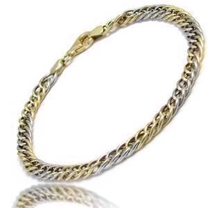 Let og elegant tofarvet 8 karat guld panser armb�nd 18� cm og collier 45 cm