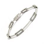Italiensk hvidgulds armb�nd med zirkonia, 19 cm