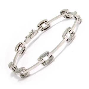 14 karat hvidgulds armb�nd med zirkonia, 19 cm