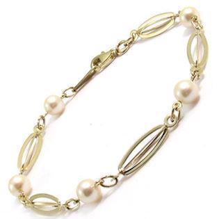 Elegant 8 karat guldk�de med hvide perler